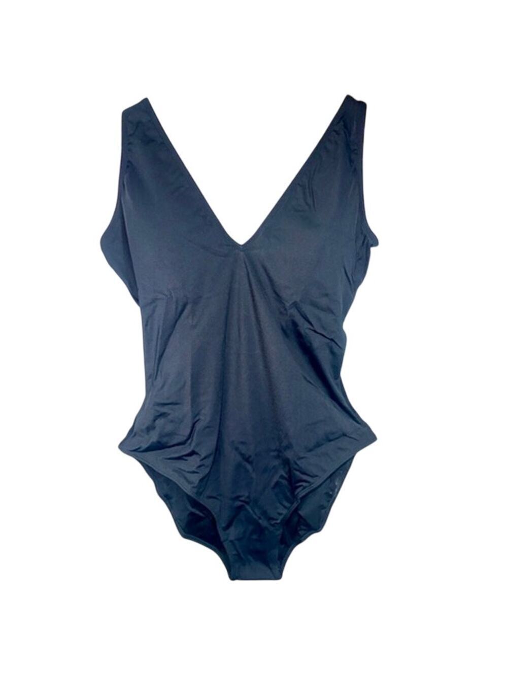 NWT TA3 Plungey Black Lace Up Sculpting Corset One Piece Swimsuit Sz 2X Reg/Long